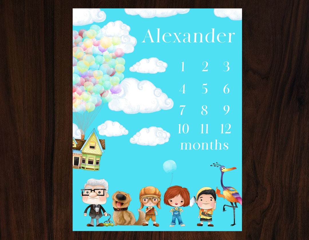 Baby Milestone Blanket, Gender Neutral Milestone Blanket, Custom Monthly Milestone, Balloon Baby