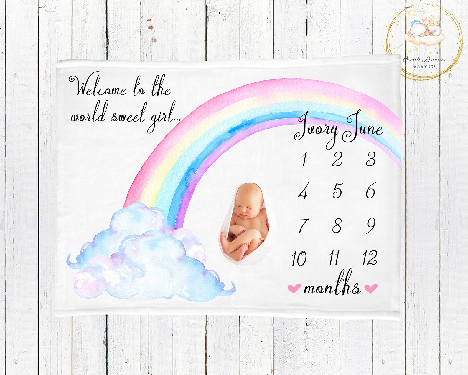 Rainbow Baby Blanket Monthly Milestone Blanket Rainbow Crib Etsy