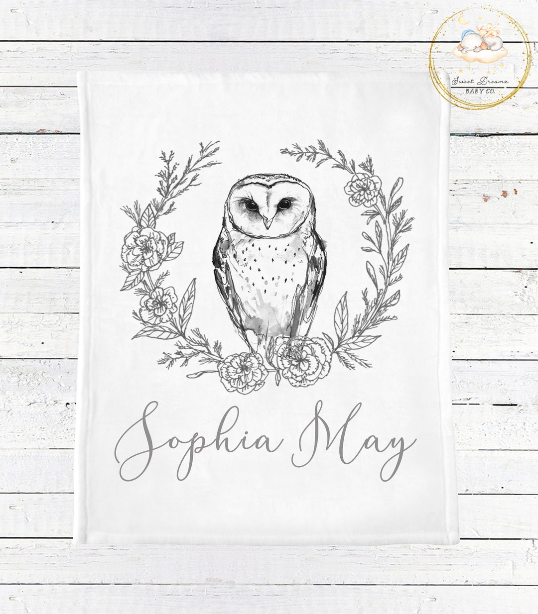 Owl Baby Blanket Owl Nursery Personalized Baby Blanket Girl Etsy