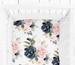Floral Crib Sheets Girl, Navy And Pink Baby Bedding Girl, Fitted Crib Sheets Girl, Navy And Blush Baby Bedding, Floral Nursery Bedding Girl