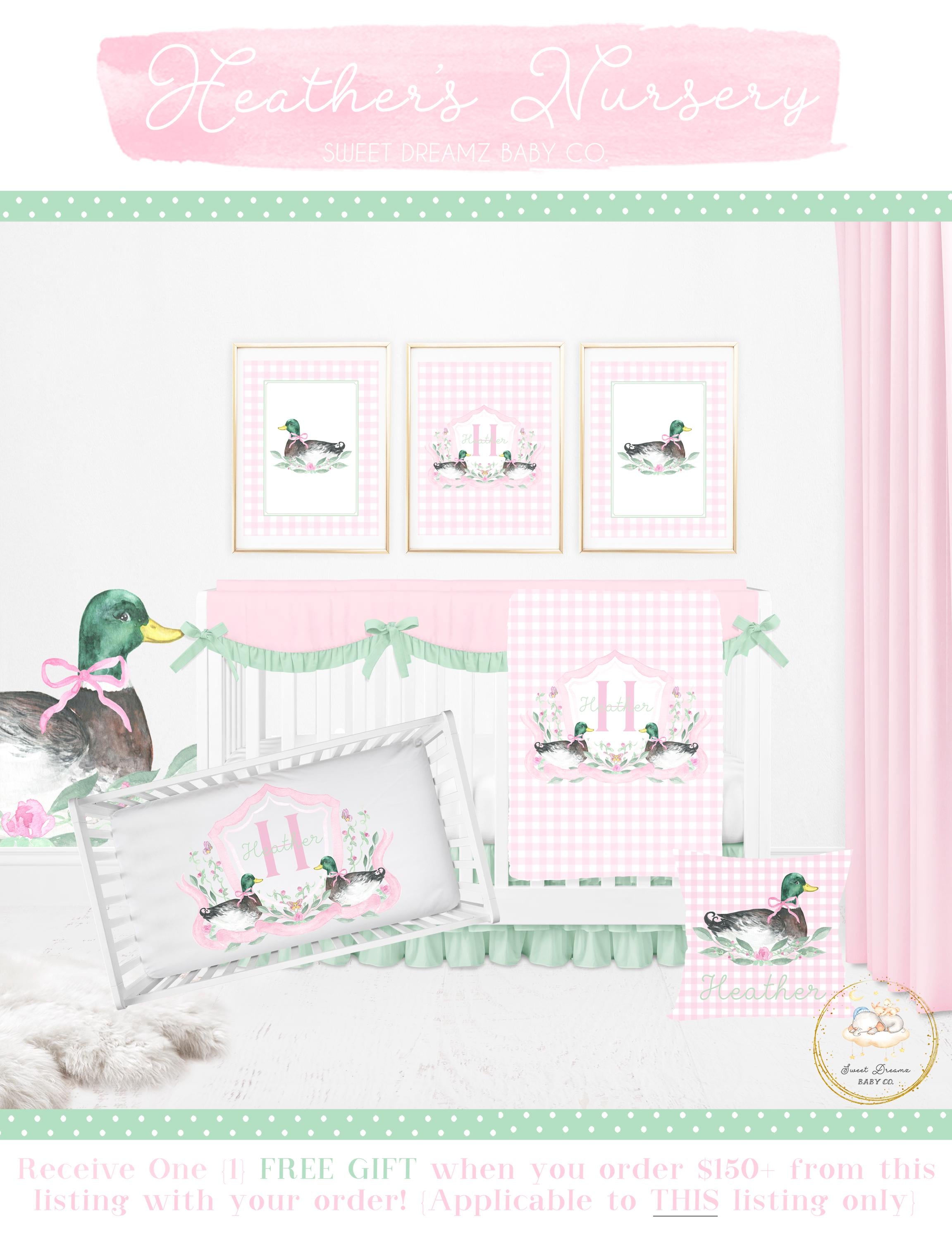 Baby Girl Crib Bedding Set, Mallard Duck Crib Bedding Set, Baby Girl ...