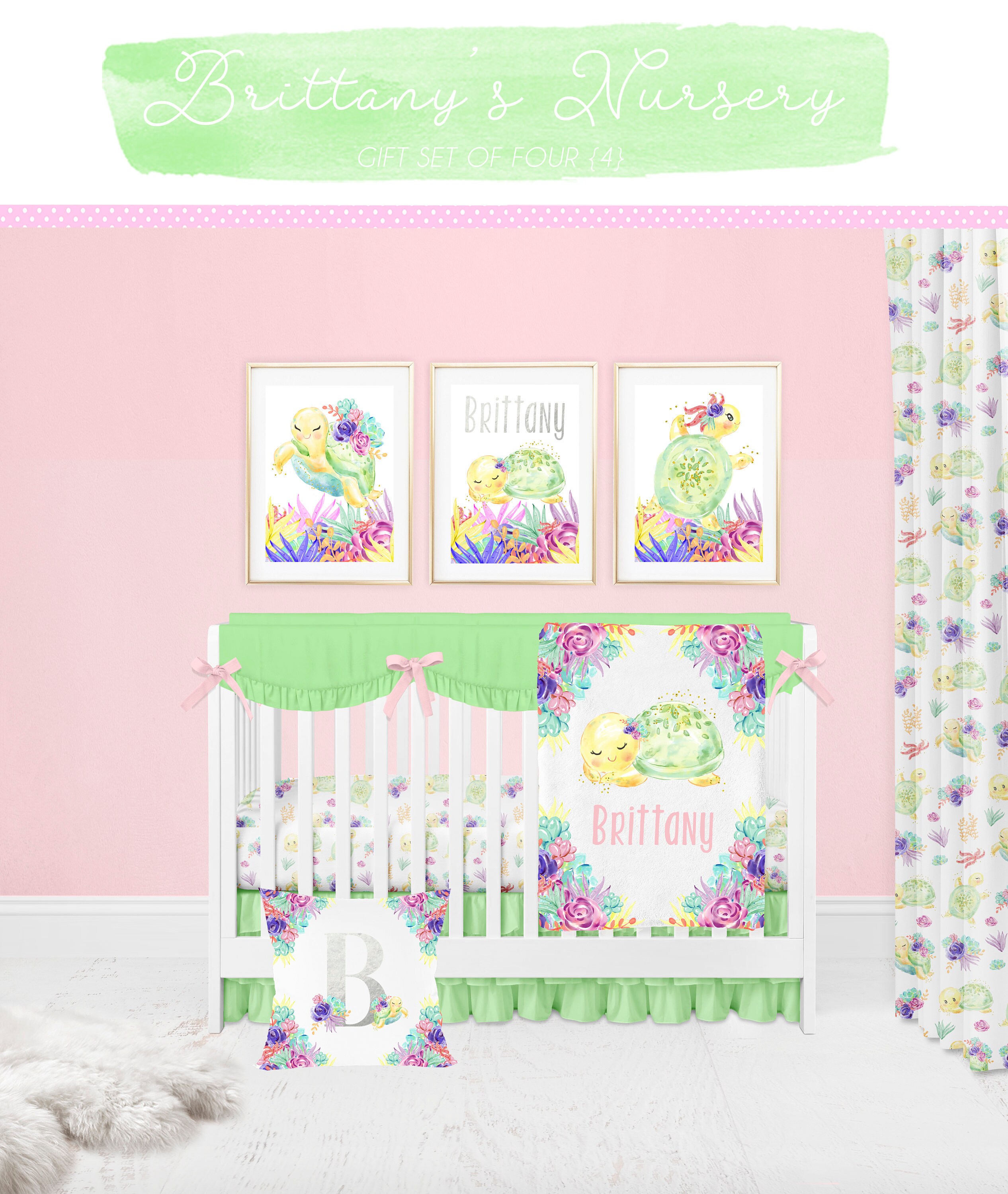 Sea Turtle Crib Bedding Set Turtle Baby Shower Gift Girl Sea Etsy