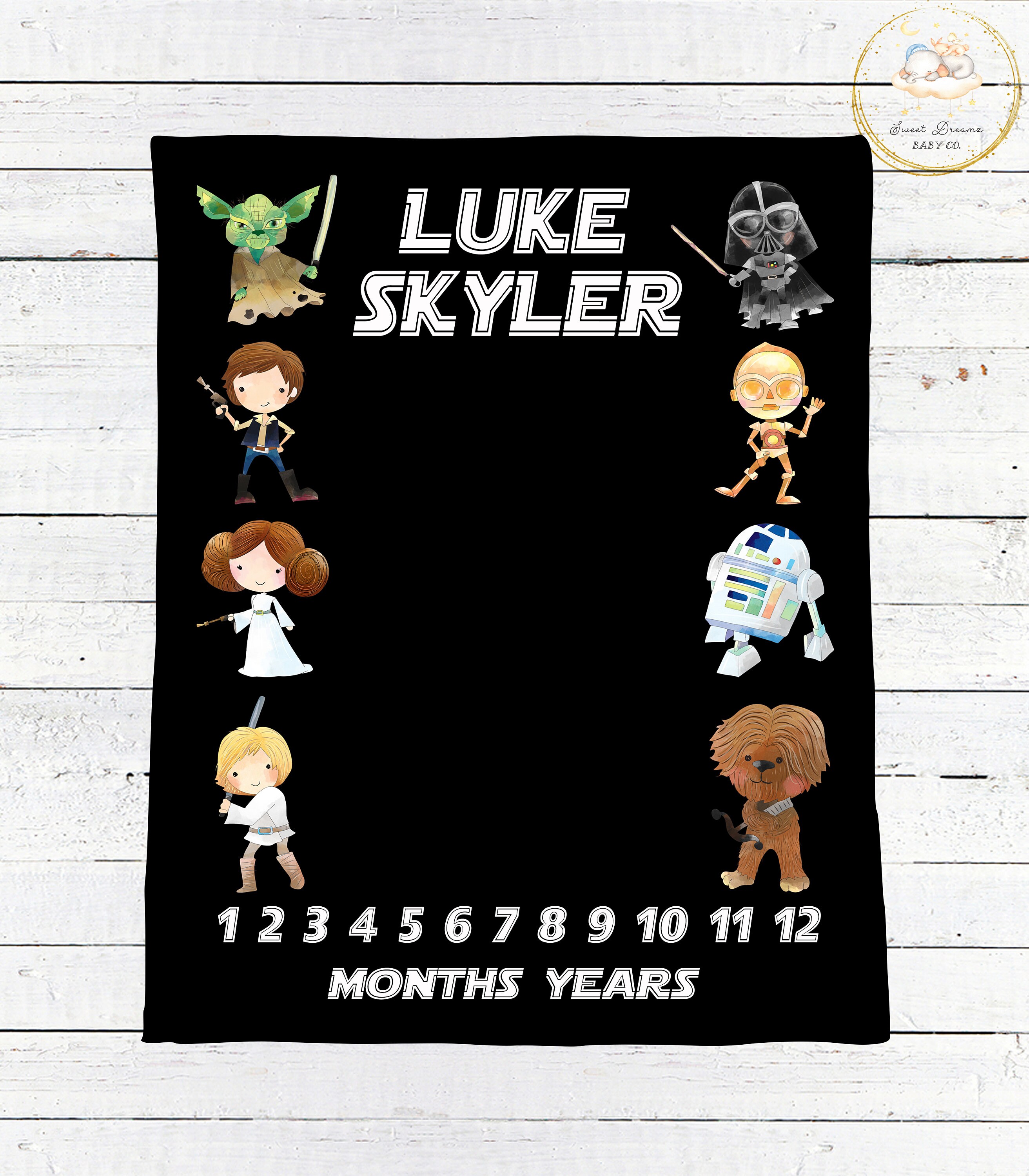 Personalized Star Wars Baby Blanket Boy / Baby Milestone Etsy
