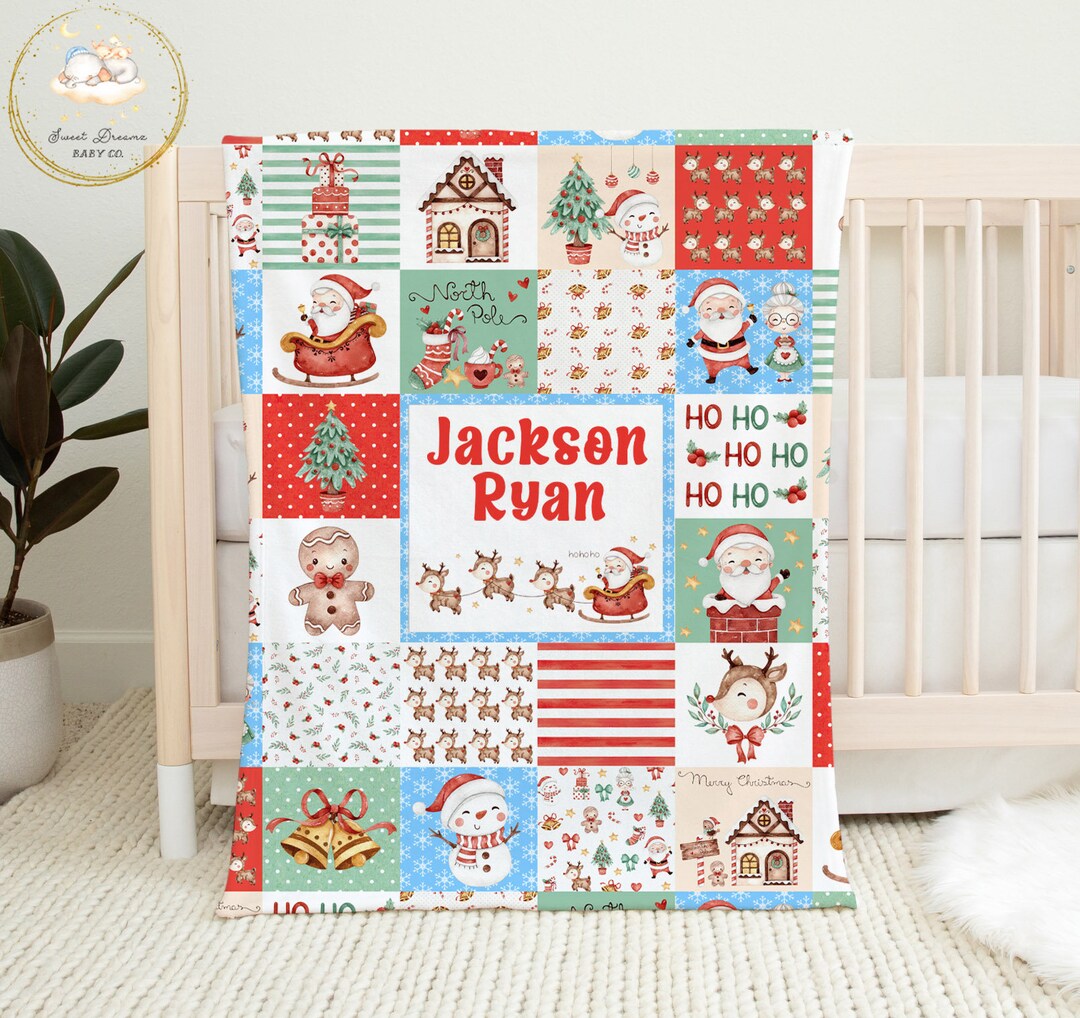 Personalized Christmas Baby Blanket, Santa Baby Blanket, Snowman Baby ...