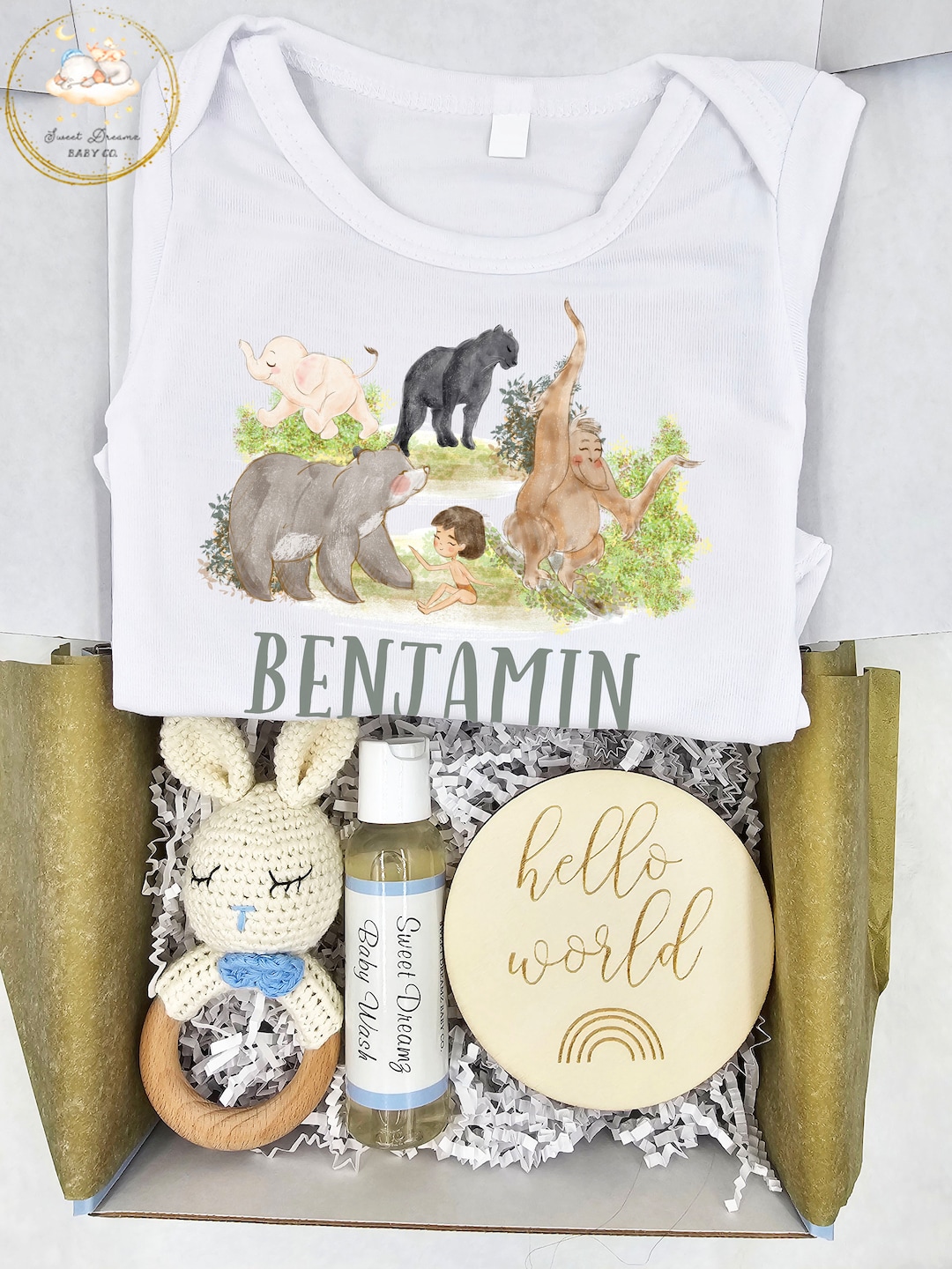 Safari Onesie®, Baby Boy Gift Box, Jungle Baby Onesie, Gift Box for