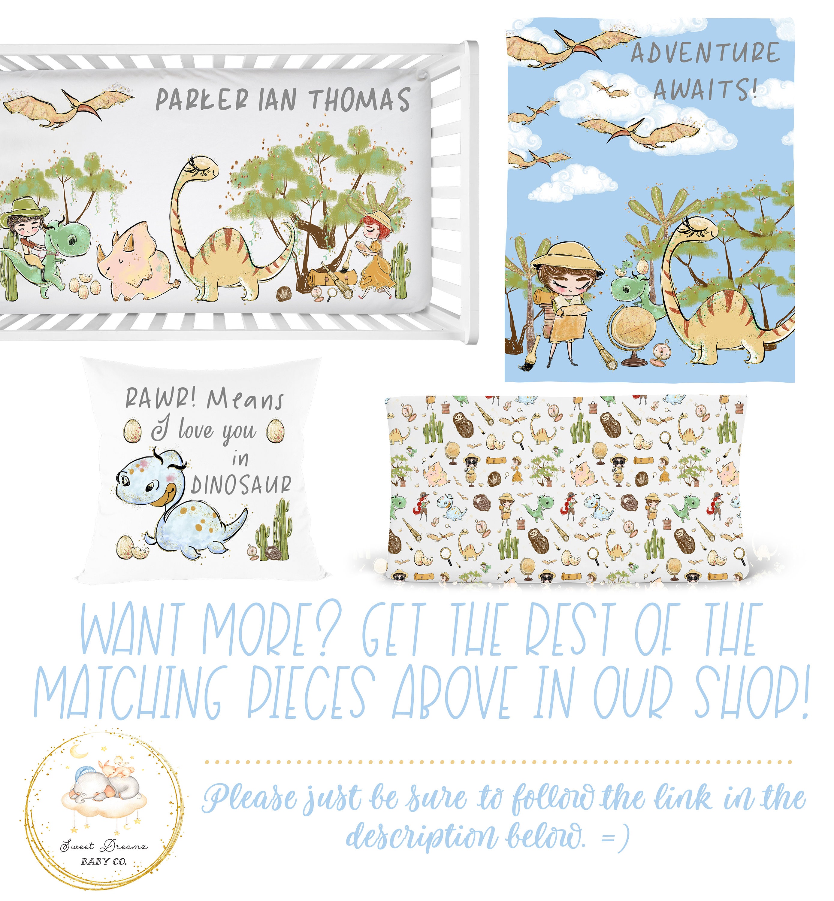 Dinosaur Baby Bedding Fitted Crib Sheet Dino Crib Sheets Boy Etsy