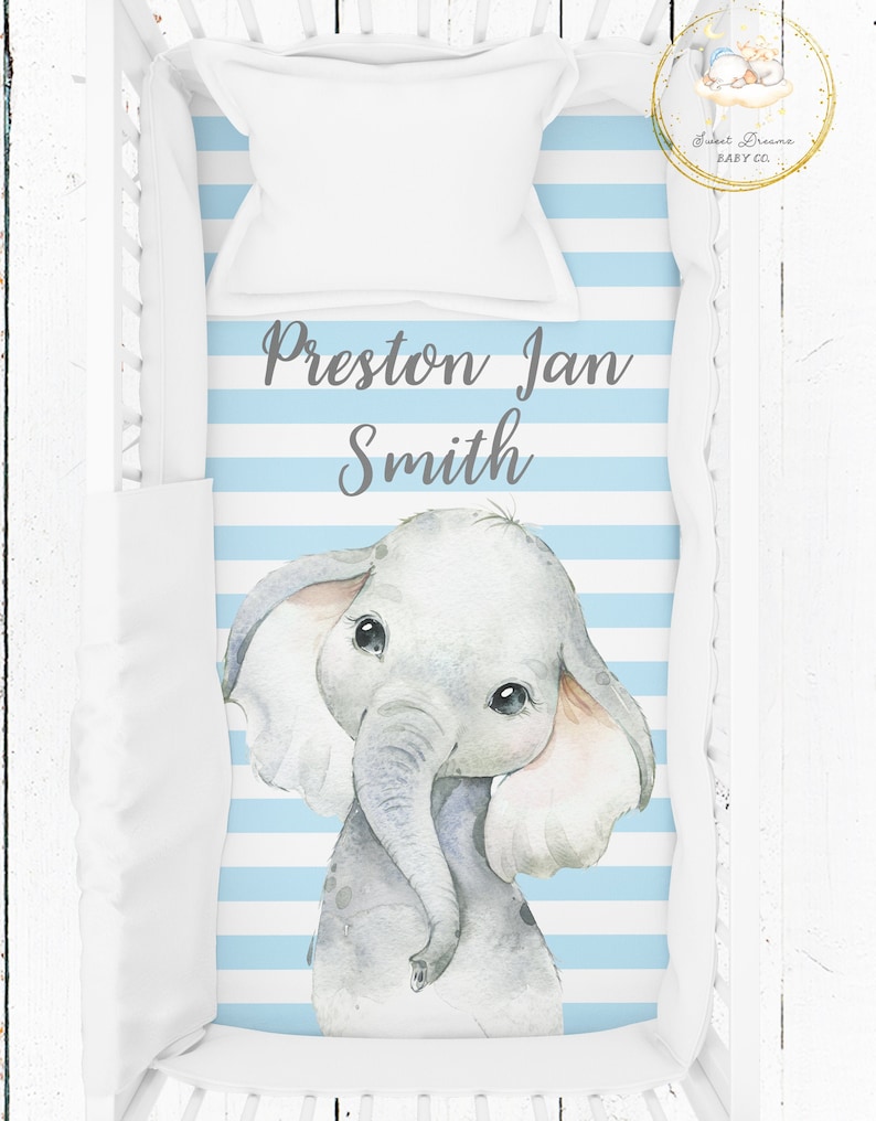 Elephant Baby Shower Gift / Personalized Crib Sheet Boy / Etsy