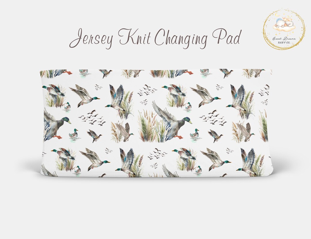 Watercolor Mallard Duck Hunting Changing Pad Covers Baby Duck Hunting Nursery Decor Diaper Change Pad Sheets For Boys Girls Wild Duck Leaves Soft