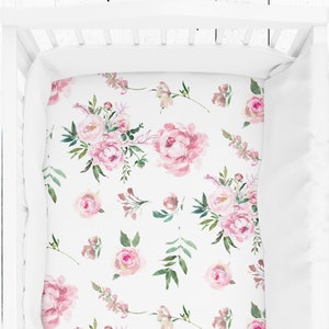Floral Crib Sheets Girl, Blush Baby Bedding Girl, Fitted Crib Sheets Girl, Blush Nursery, Mauve Baby Bedding, Floral Nursery, Floral Sheets