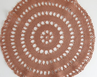 Vintage Pink Doily / Pink Knit Doily / Retro Crochet Doiley