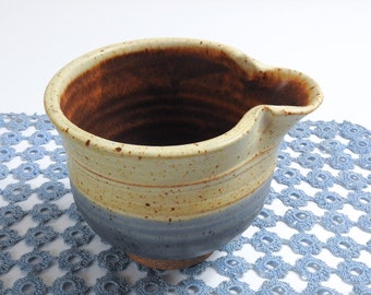 Stoneware Spouted Carafe / Color Blocked Short Ceramic Spouted Jug Vase