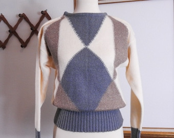 Vintage Geometric Long Sleeve Sweater / 1980's Vintage Women's Sweater