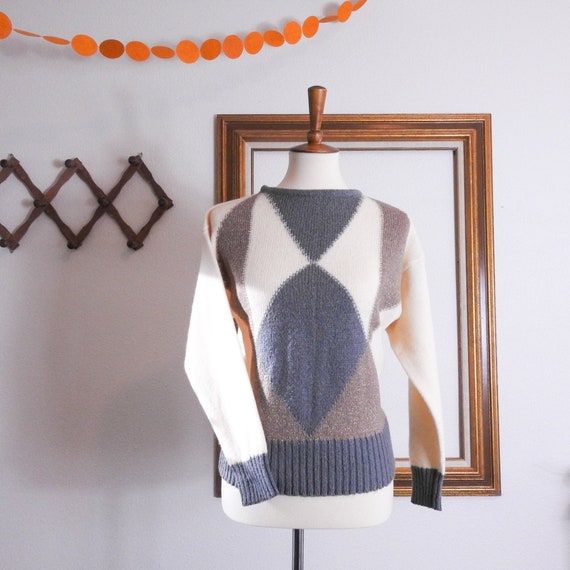 Vintage Geometric Long Sleeve Sweater / 1980's Vi… - image 2