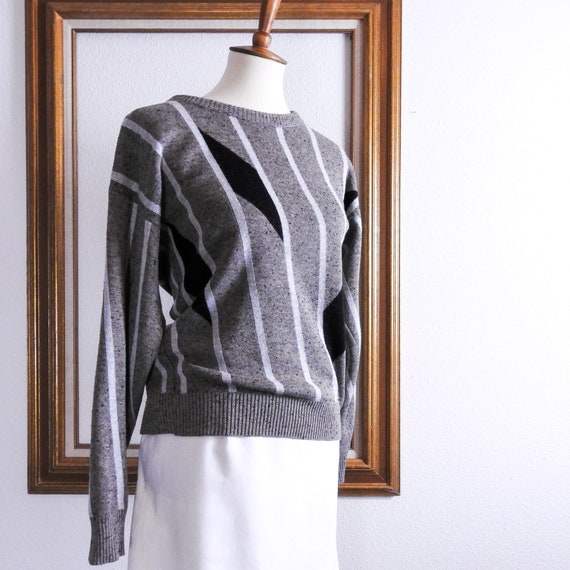 Vintage Knit Sweater Geometric Pattern - image 4