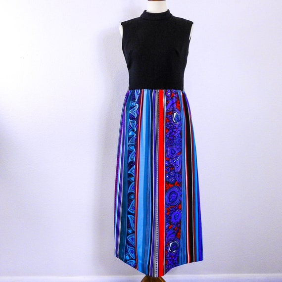 1960's Groovy Print Maxi Dress / Vintage 60's Hip… - image 2