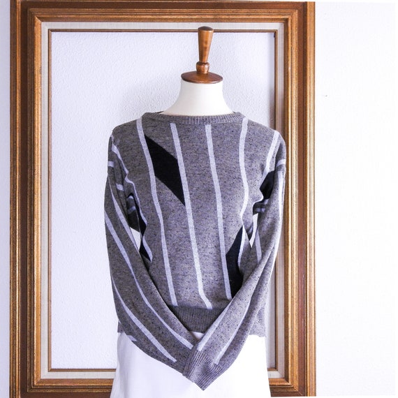 Vintage Knit Sweater Geometric Pattern - image 1