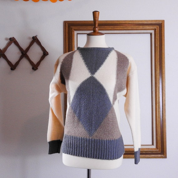 Vintage Geometric Long Sleeve Sweater / 1980's Vi… - image 9