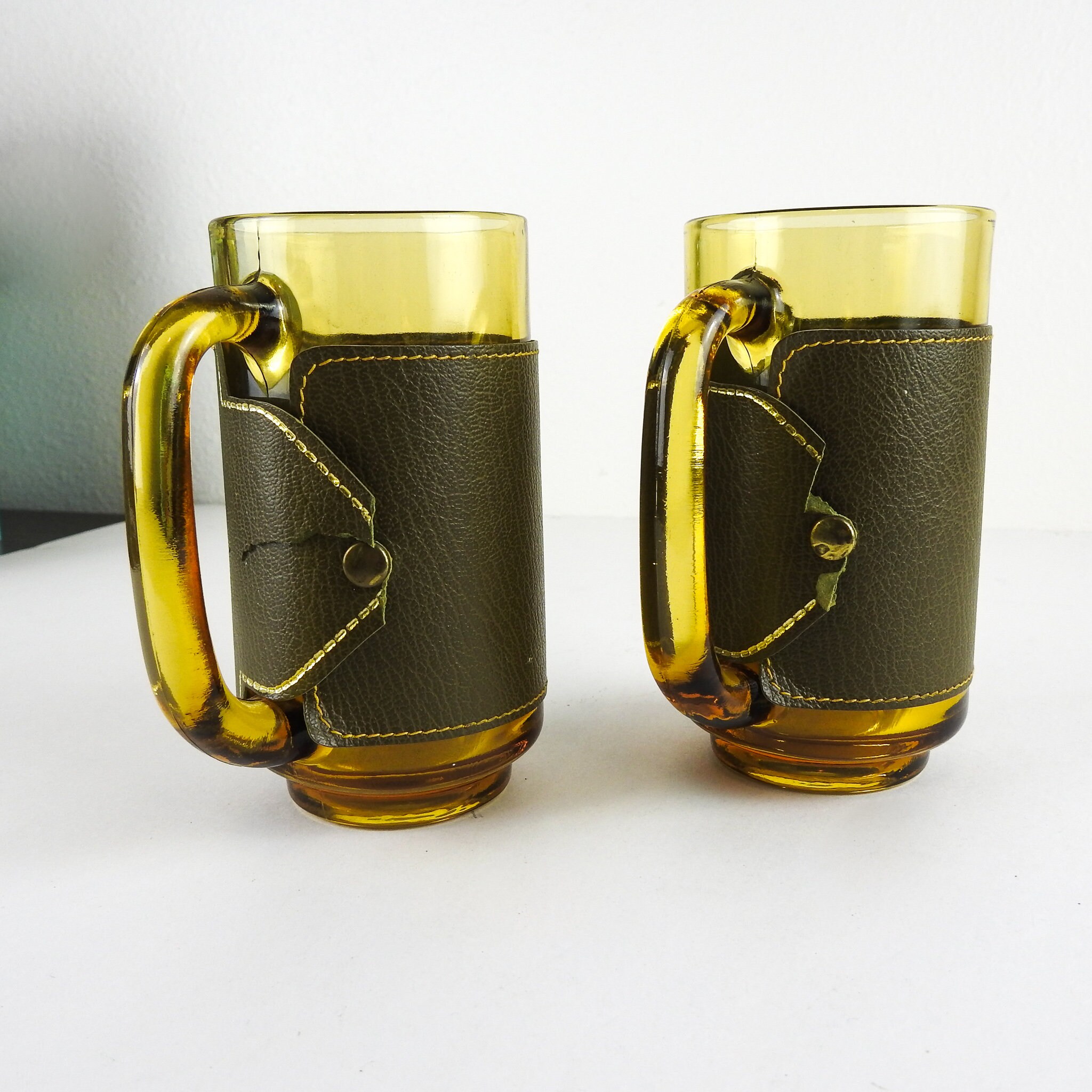 Vintage Amber Glass Beer Mugs / Retro Nebraska Souvenir Beer Mugs Etsy UK