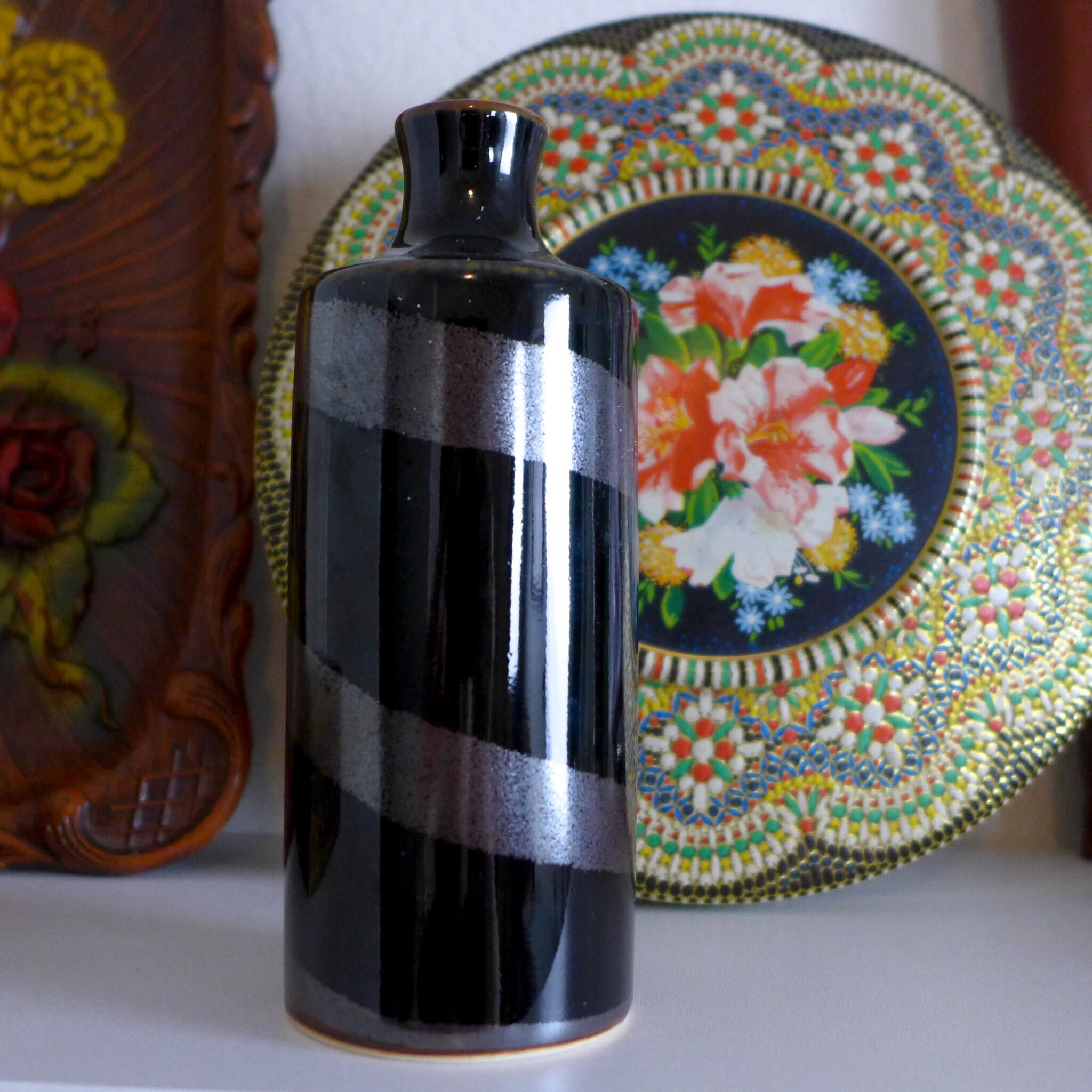 Vintage Sake Carafe / Japanese Ceramic Bottle / Vintage Bud Vase