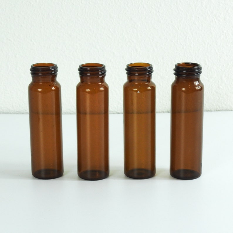 Amber Glass Vials / Amber Glass Propagation Bottles / Set of 4 FOUR image 1