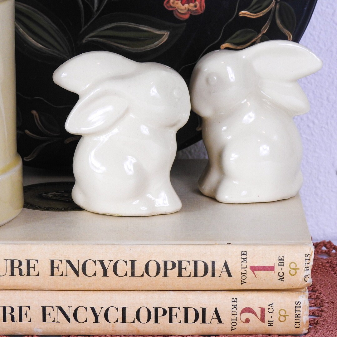 Vintage Bunny Salt and Pepper Shakers / Sculptural Rabbit Shakers Etsy