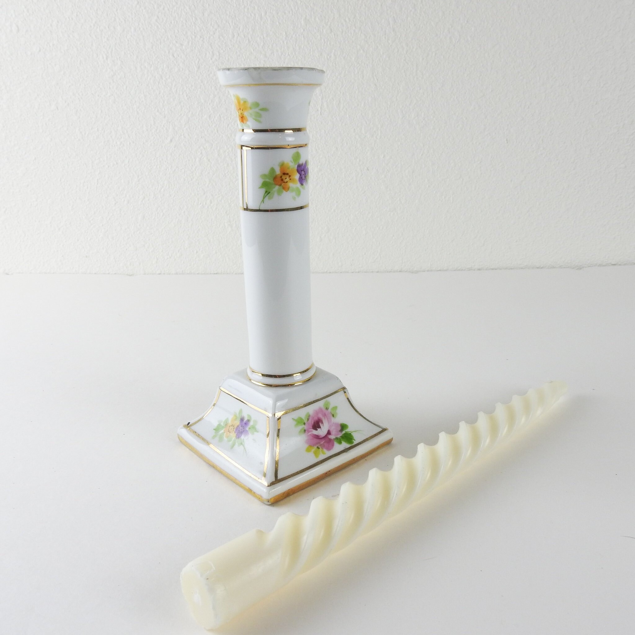 White Porcelain Candle Holder / Vintage Japanese Ceramic Etsy