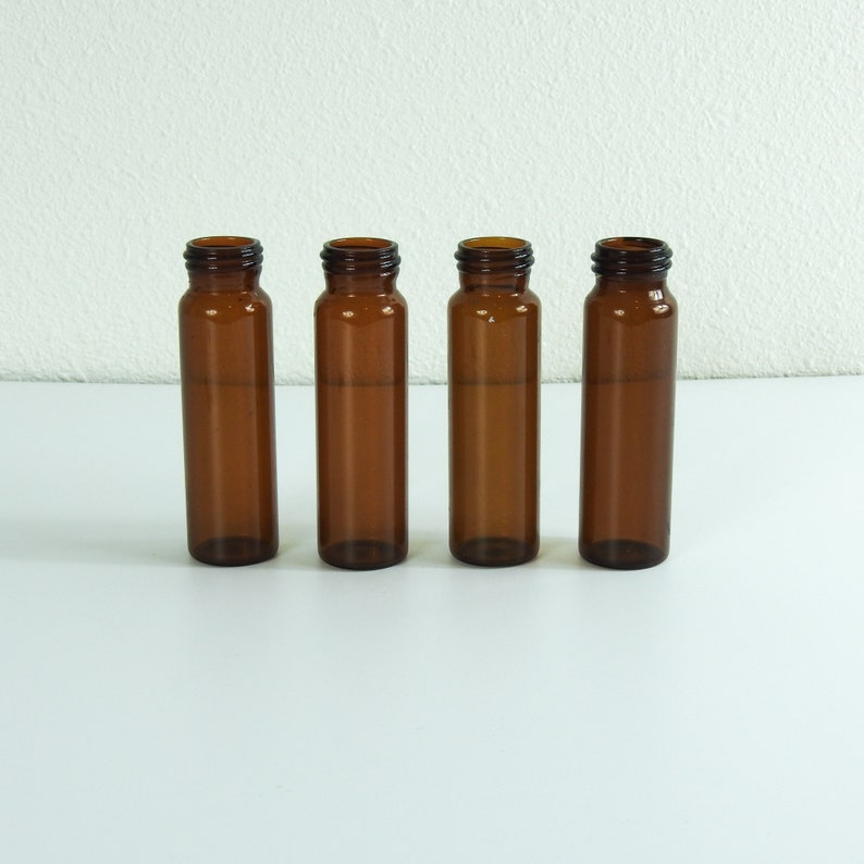 Amber Glass Vials / Amber Glass Propagation Bottles / Set of 4 FOUR image 4