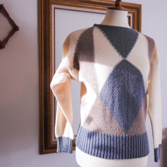 Vintage Geometric Long Sleeve Sweater / 1980's Vi… - image 10