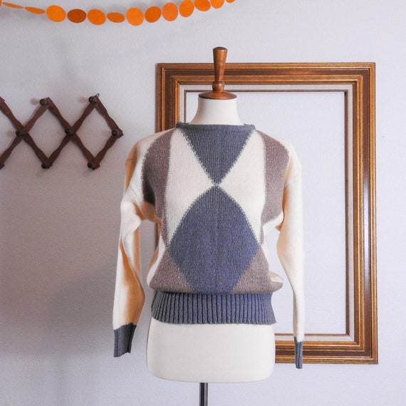 Vintage Geometric Long Sleeve Sweater / 1980's Vi… - image 6