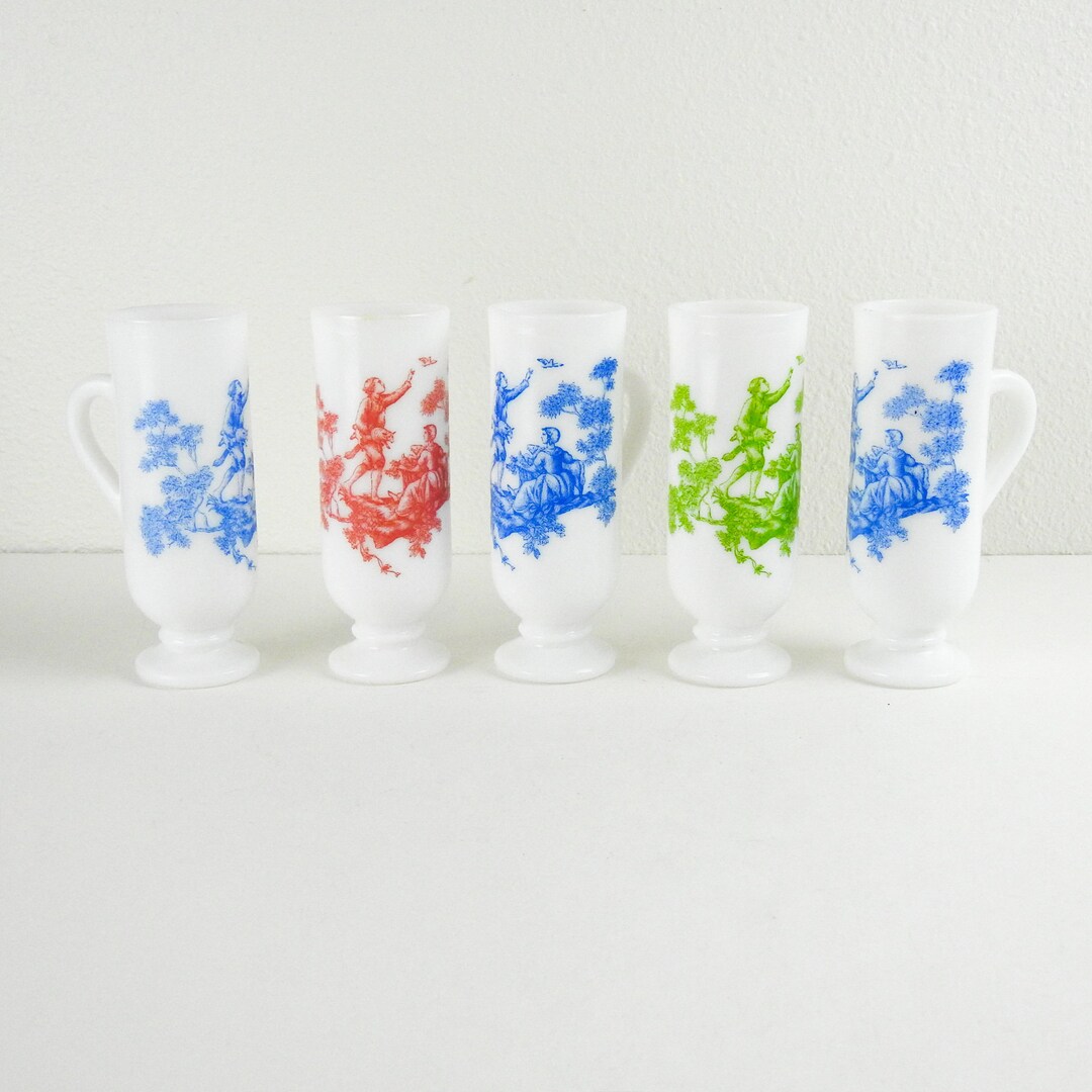 Milk Glass Irish Coffee Mugs Set 5 / Vintage Milk Glass Etsy