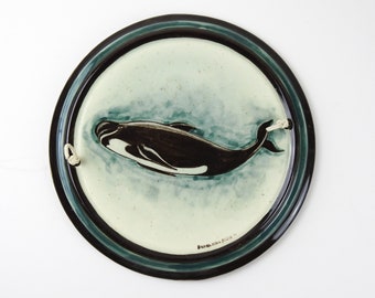 Ceramic Whale Wall Art / Vintage Marine Life Art