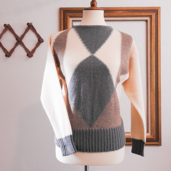 Vintage Geometric Long Sleeve Sweater / 1980's Vi… - image 8