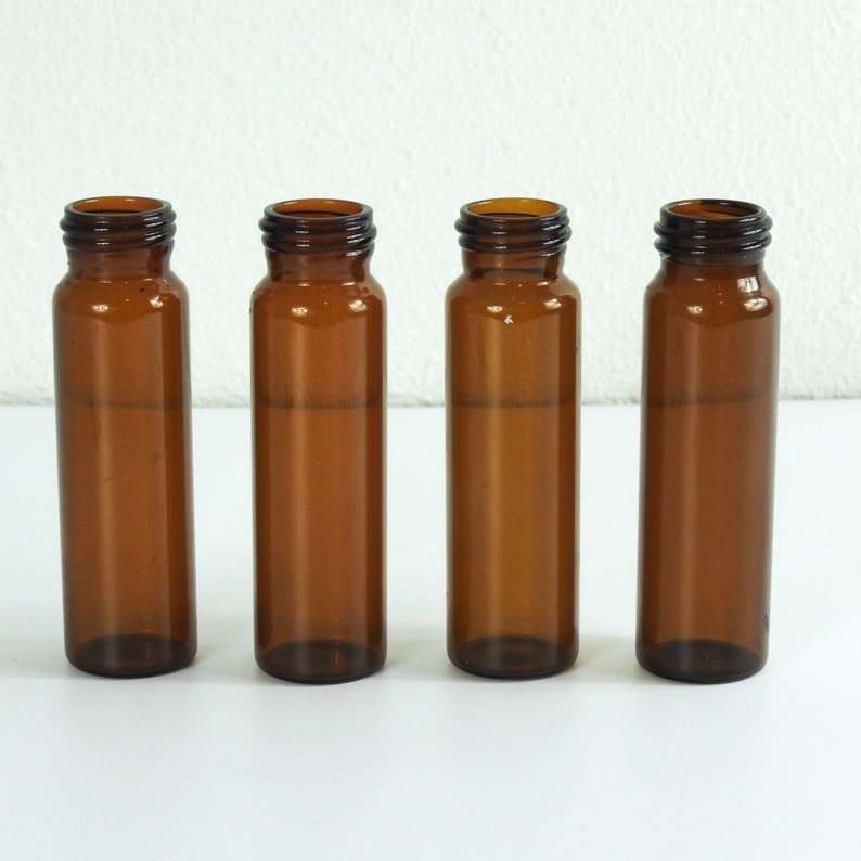 Amber Glass Vials / Amber Glass Propagation Bottles / Set of 4 FOUR image 2
