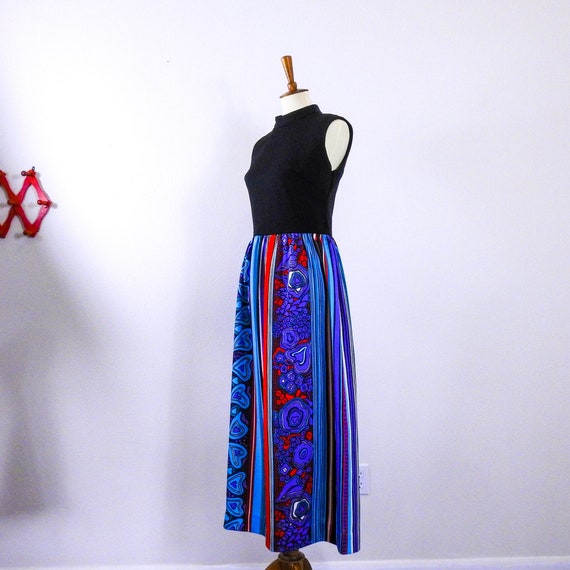 1960's Groovy Print Maxi Dress / Vintage 60's Hip… - image 1