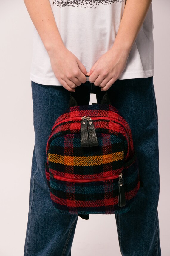 Backpack Handmade w/ Vintage Textiles Backpack in Vintage Hemp Fabric With Wool Elements Organic  main image 3