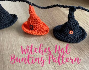 Witches hat crochet bunting pattern Digital Download