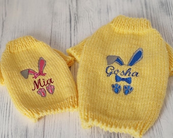 Suéter de perro personalizado bordado con nombre de perro y gato. Traje de Pascua para perro. Ropa para mascotas para perro y gato. Regalo personalizado para perro.