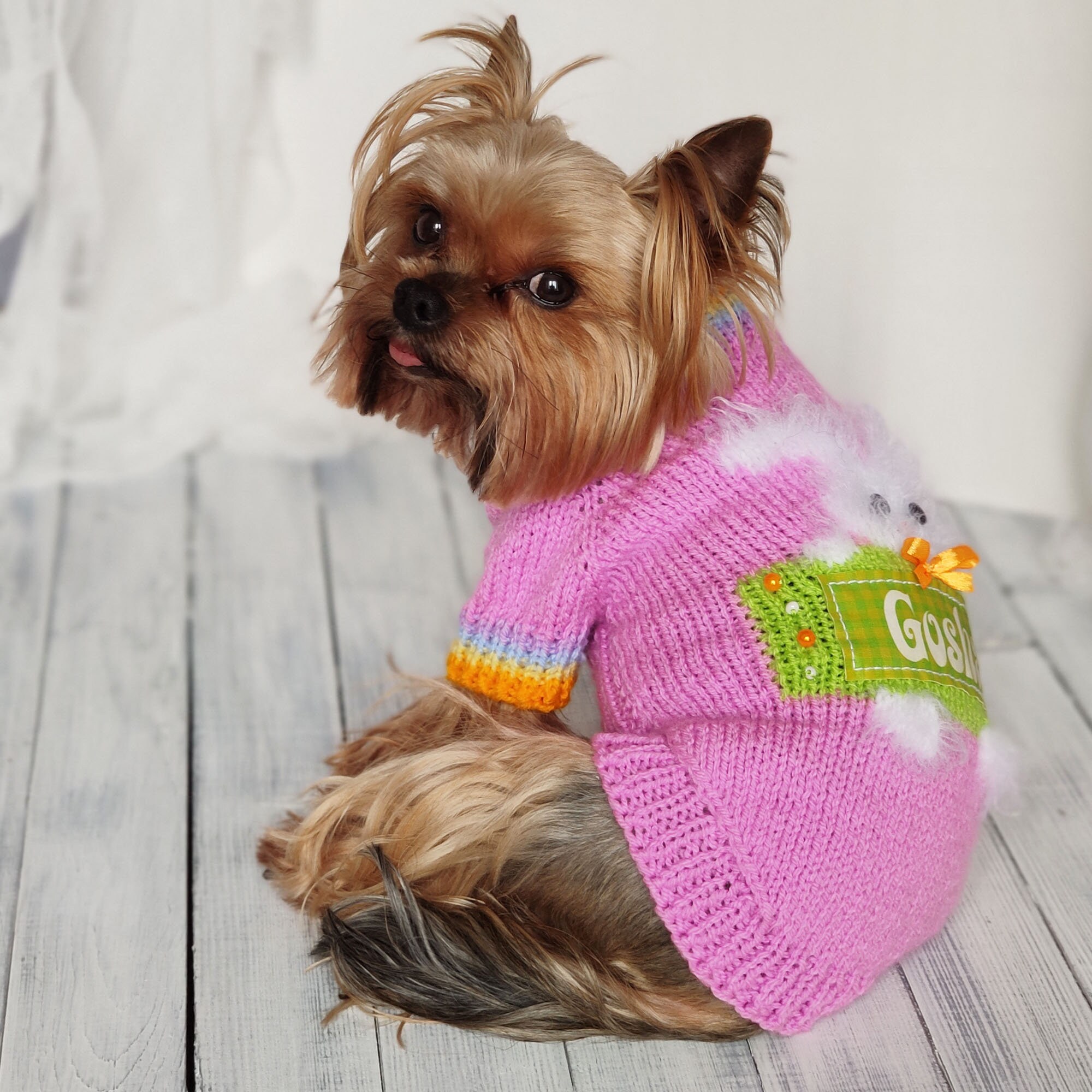 Personalized dog outfit Knit dog sweater Pink dog sweaters Etsy