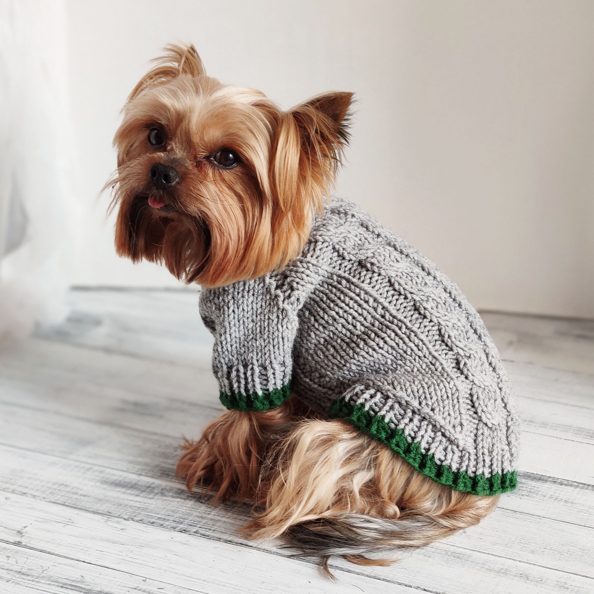 Xxs Dog Sweater
 Handmade knit grey dog sweater XXS dog clothes Cat sweater