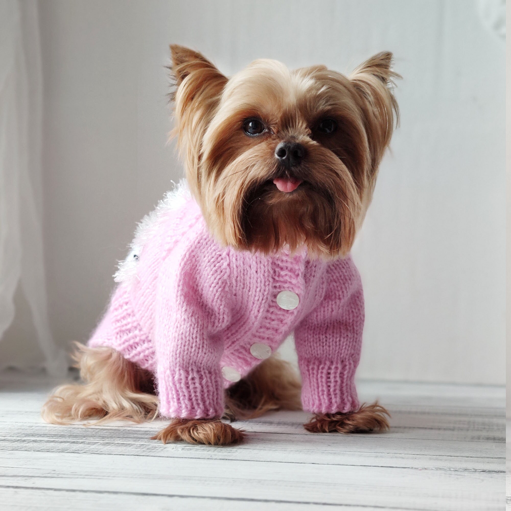 Preppy dog cardigan Pink knit dog sweater XXS dog clothes Etsy