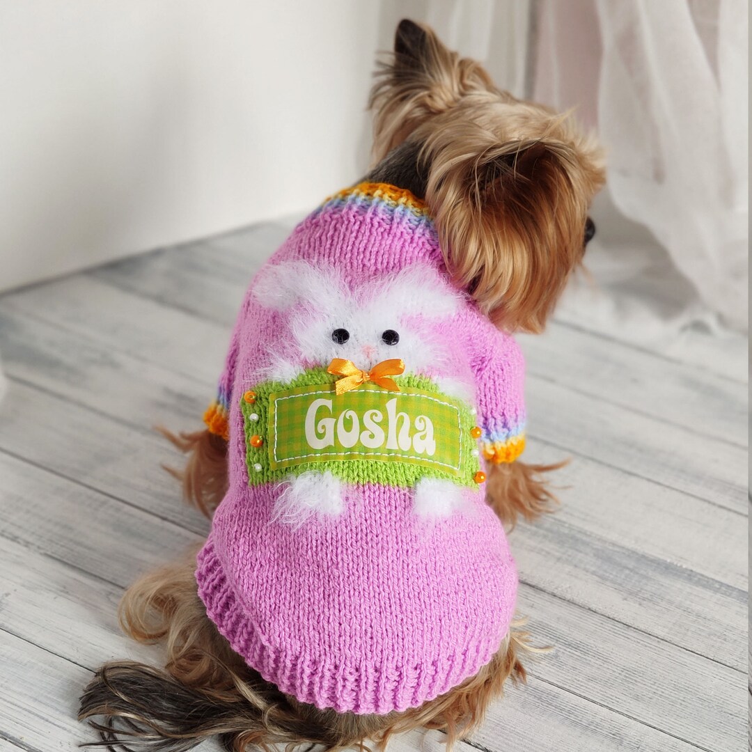 Handmade Dog Sweater for Small Dogs Personalized Dog Outfit Pink Knit
