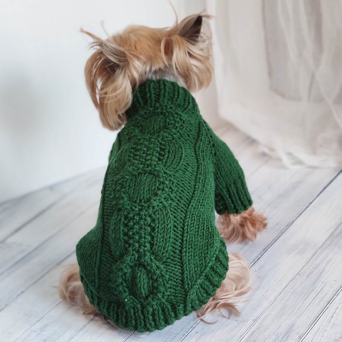 Green Dog Sweater
 Knit green dog sweater XXS dog clothes