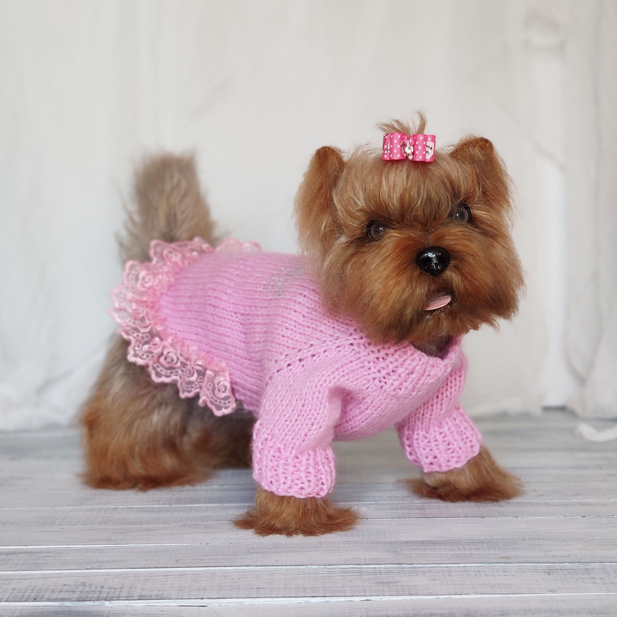 Pink Dog Sweater for Small Dog Girl Dog Clothes Dog Dress With