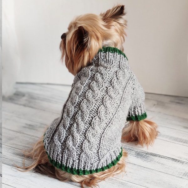 Pull pour chien gris en tricot fait main Vêtements pour chien XXS Pull pour chat