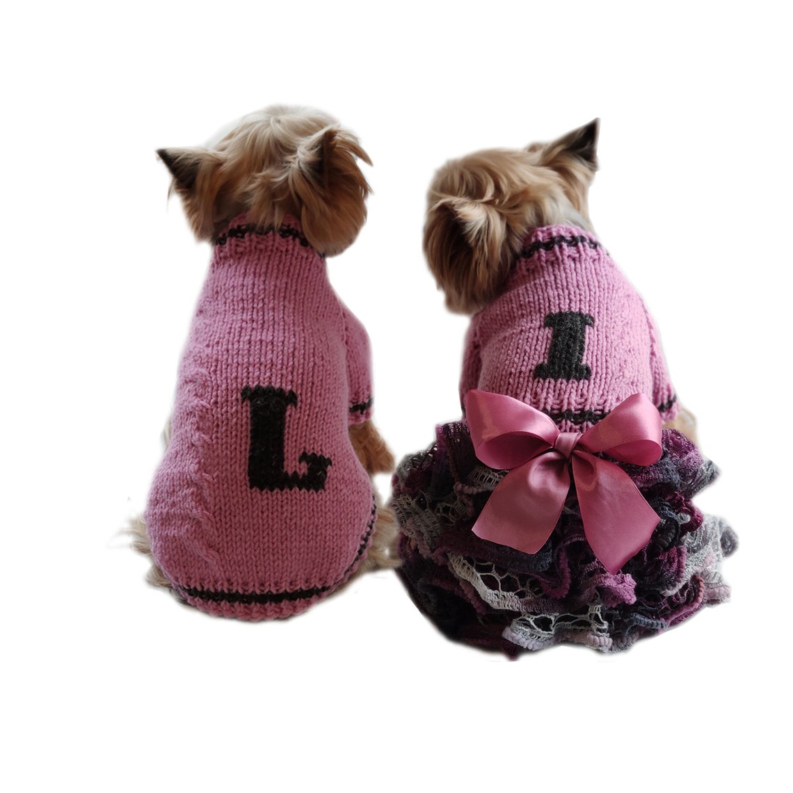 Knit purple dog dress sweater Personalized dog clothes Etsy