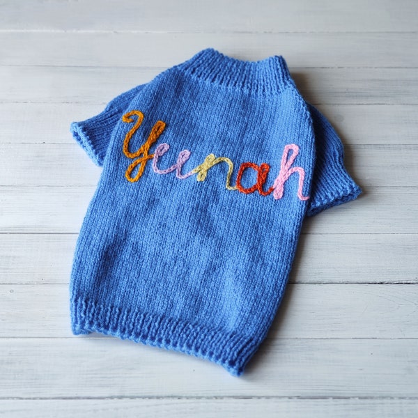 Personalized dog sweater with embroidered dog name Dog lover gift