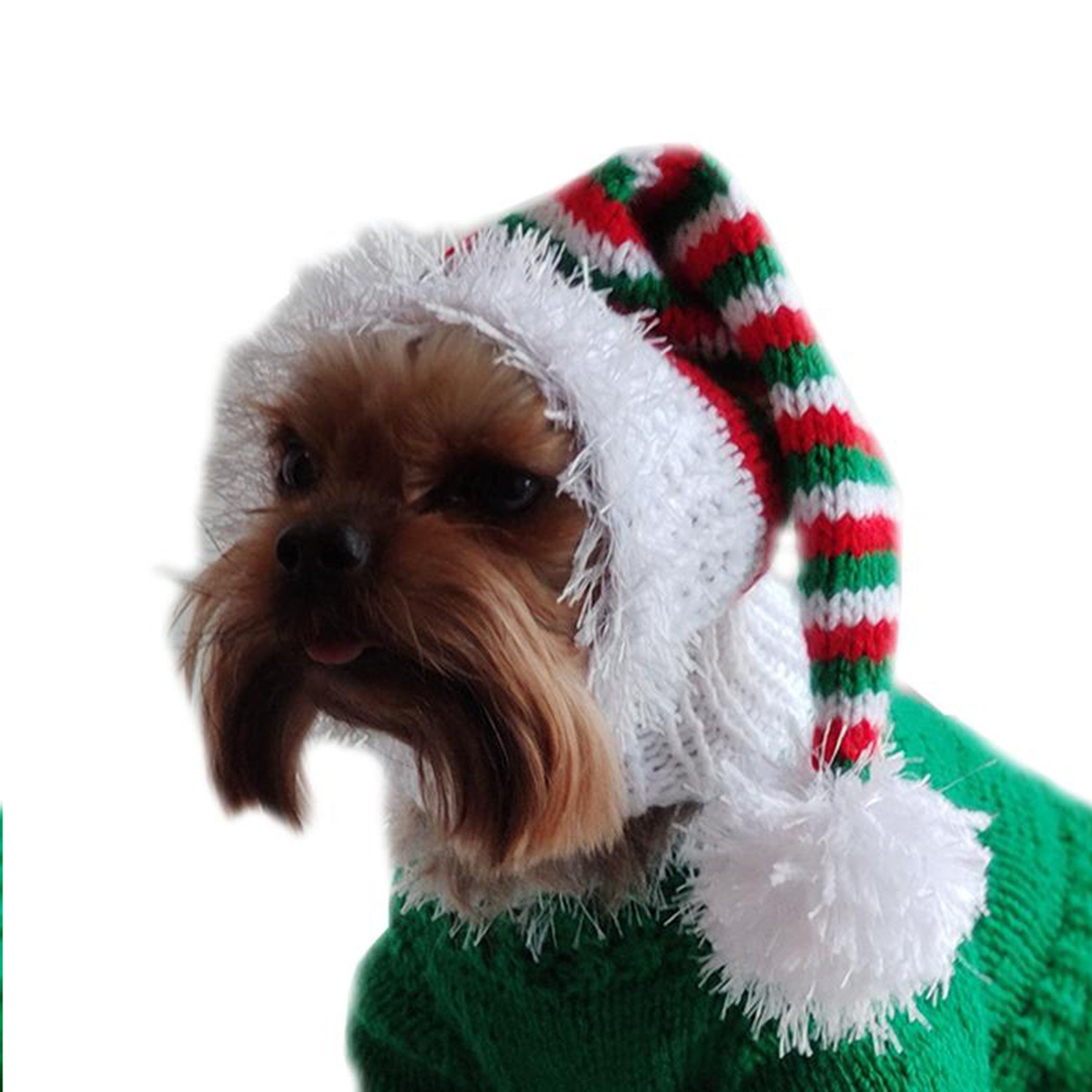 Knitted santa hat Small dog Christmas hat Etsy