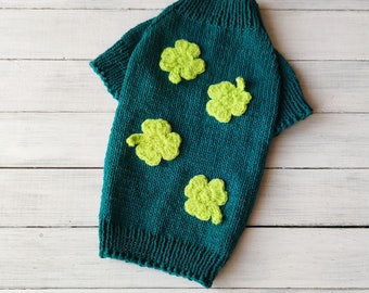 St Patricks dog clothes with shamrock Irish cat sweater St Paddy's dog sweater Dog lover gift