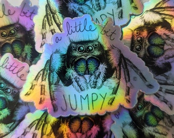 Jumping Spider Holographic Sticker