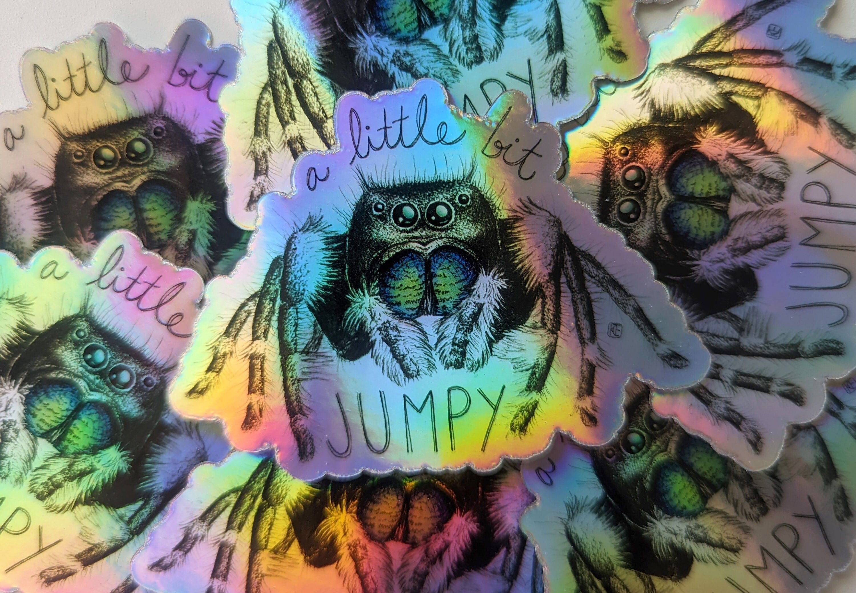 Jumping Spider Holographic Sticker - Etsy